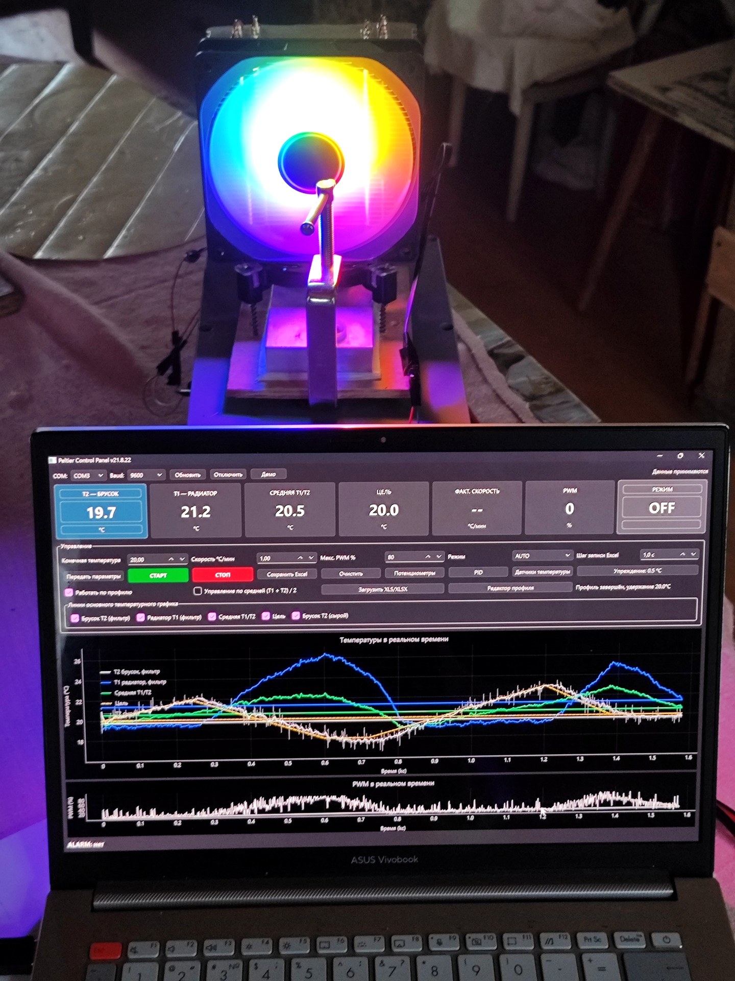 Peltier temperature control installation with desktop application