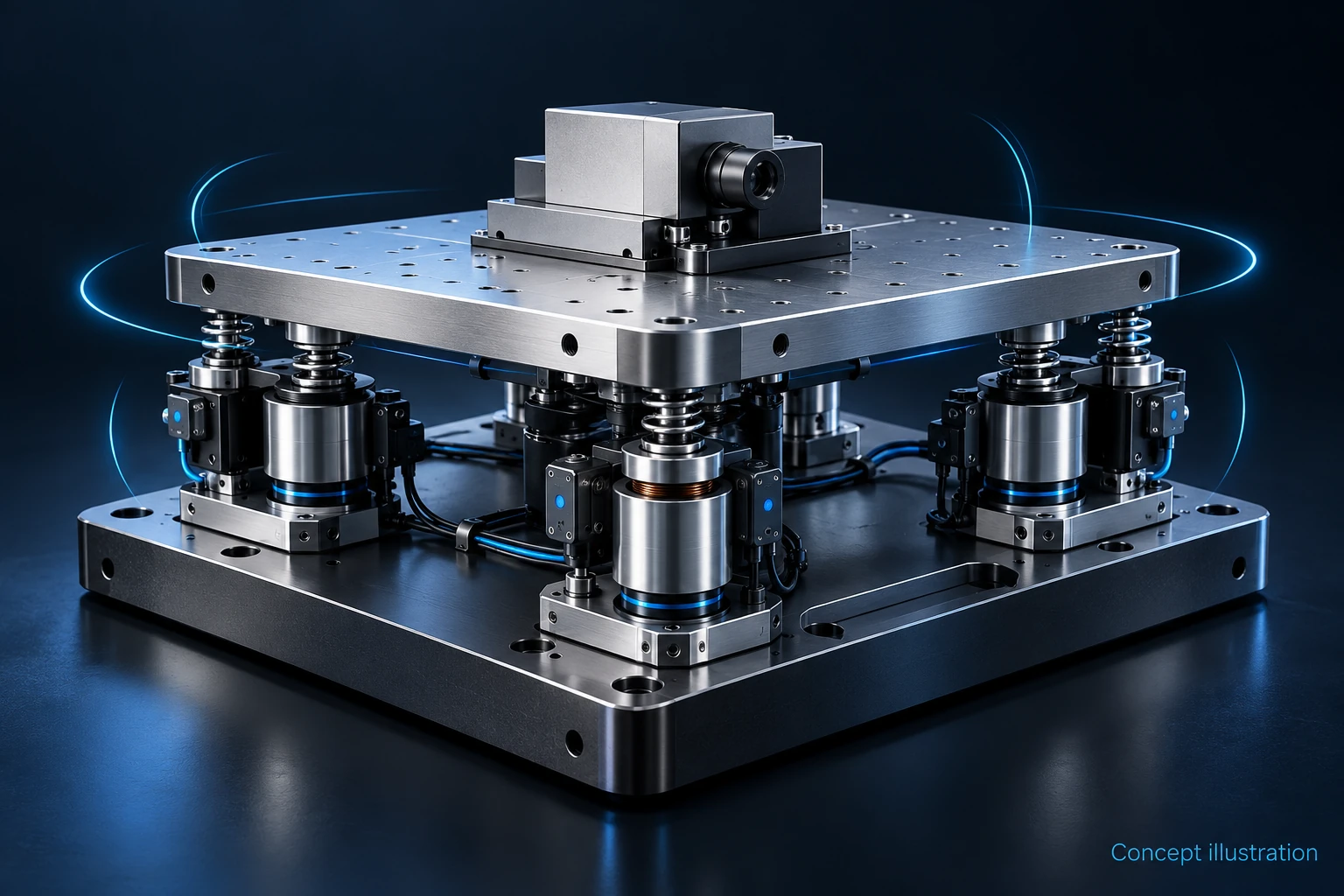 Concept illustration of an active vibration isolation platform